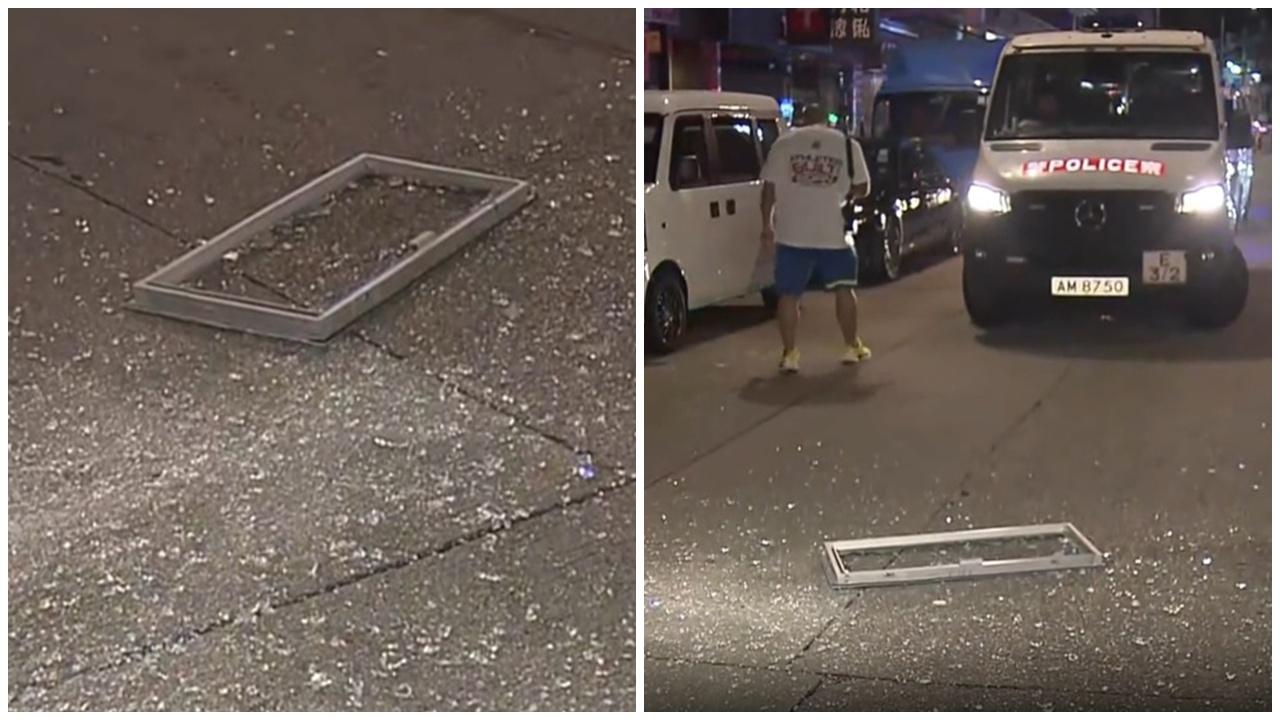 北角有鋁窗由高處墮下波及3車，女住戶被帶走助查。(now新聞截圖)