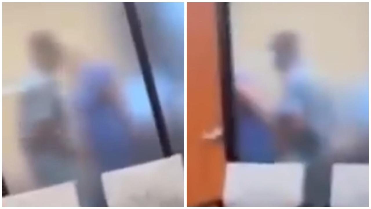 男女職員房內活春宮，磨沙玻璃當打格。(X)