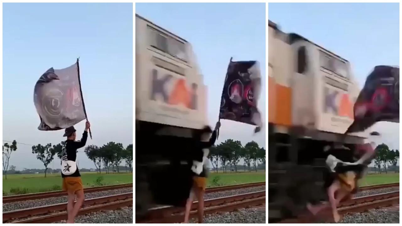 21歲青年路軌旁漫步拍片，意外記錄被火車斃恐怖瞬間。(X)