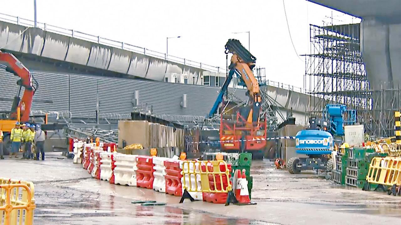赤鱲角順匯路致命工業意外 地盤冧工字鐵一死一傷