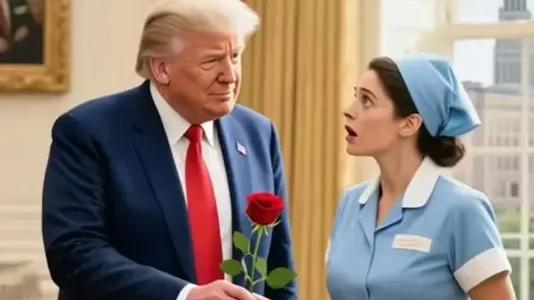 網傳短劇《特朗普愛上白宮清潔員》的圖片。(網上圖片)