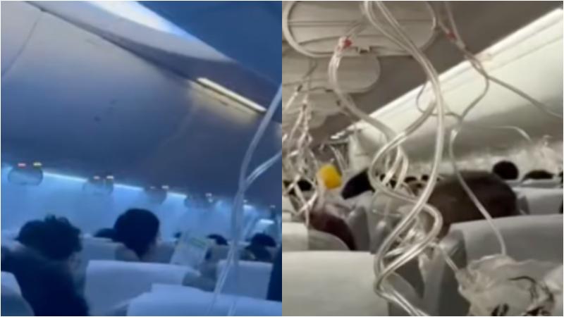 根據曝光影片，急降過程氧氣面罩落下來。（圖/翻攝新浪微博）