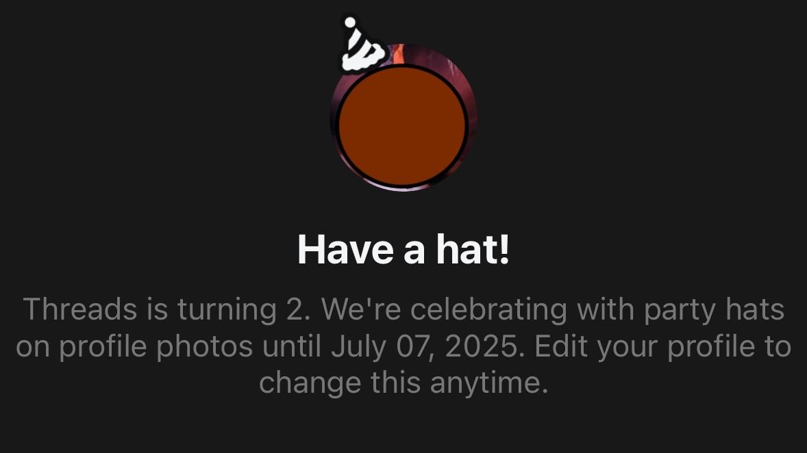 Threads派帽慶生！　大頭貼戴帽慶祝app上架兩周年