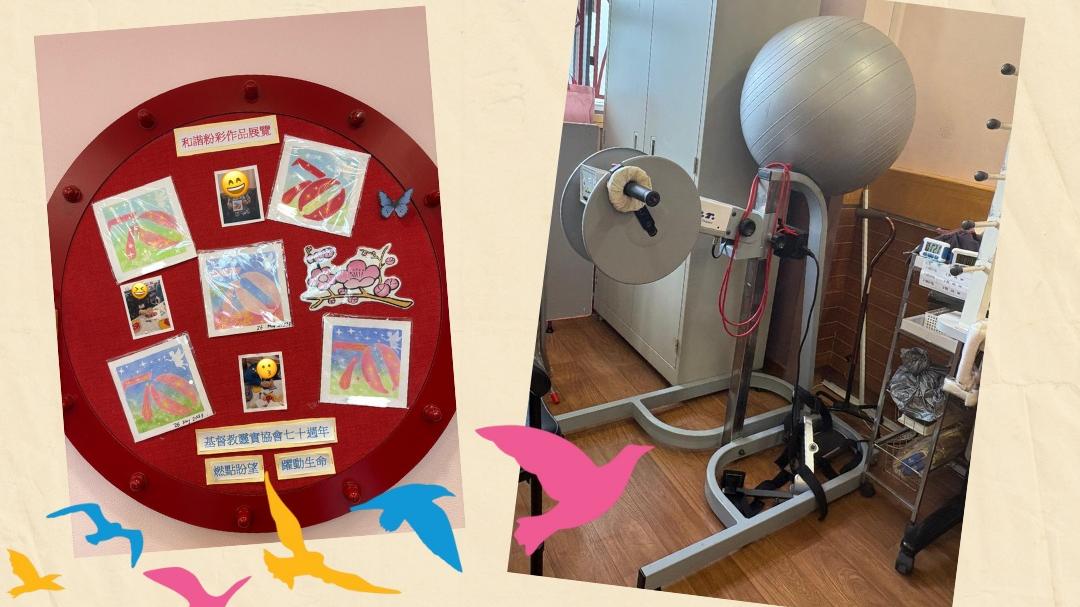 公公婆婆們在中心既可以做運動，又可以作畫和做手工。