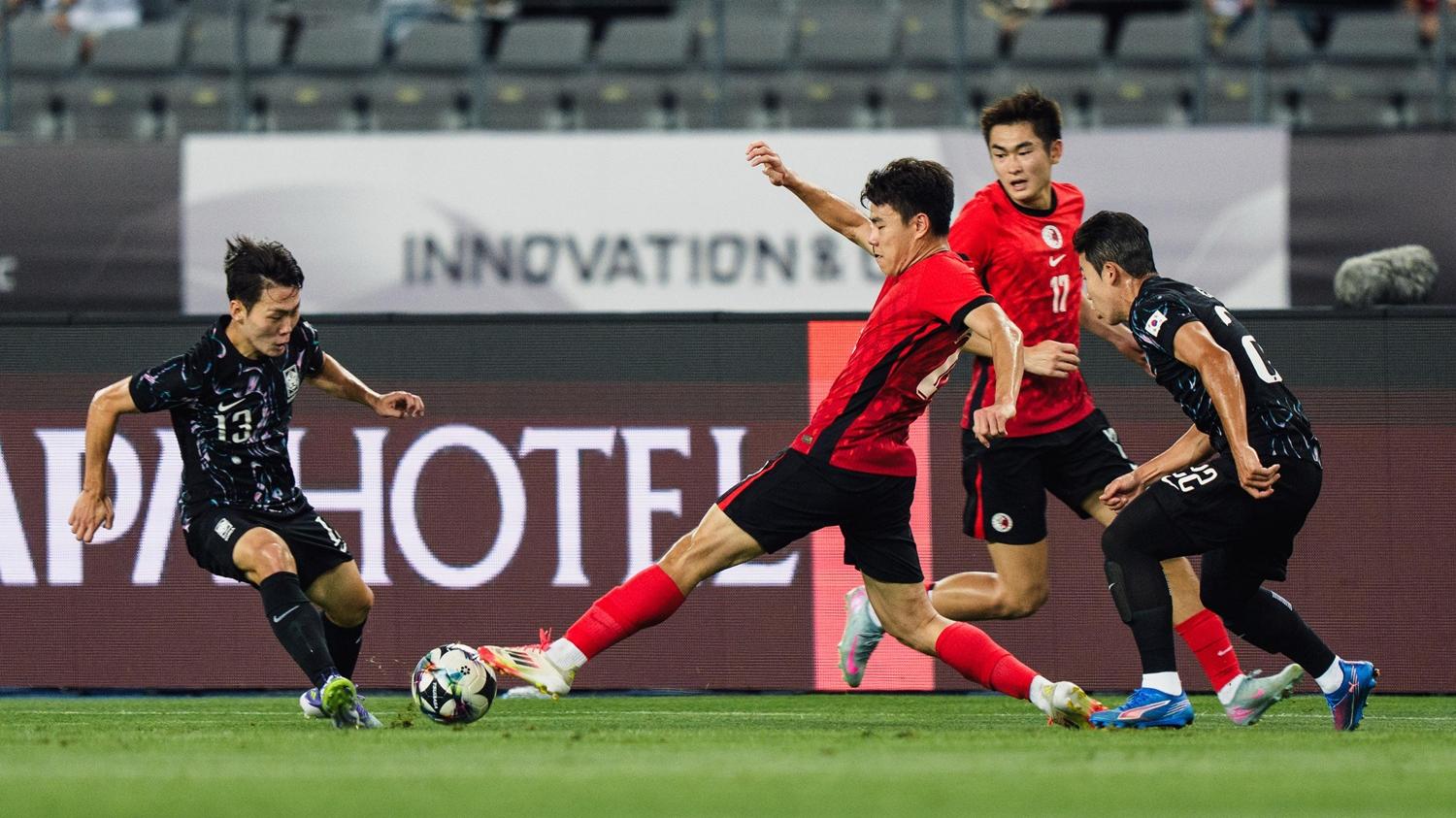 港隊在東亞盃0:2不敵南韓。(香港足總圖片)