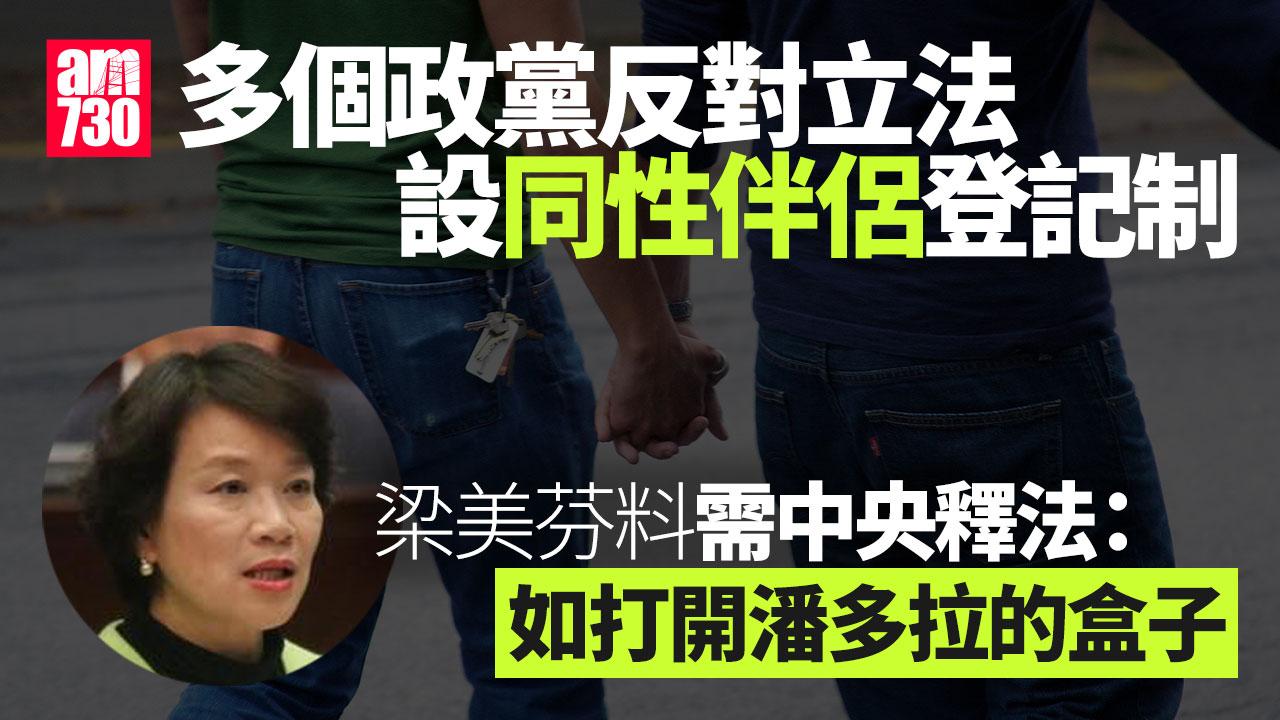 多個政黨反對立法設同性伴侶登記制　梁美芬指如打開潘多拉盒子