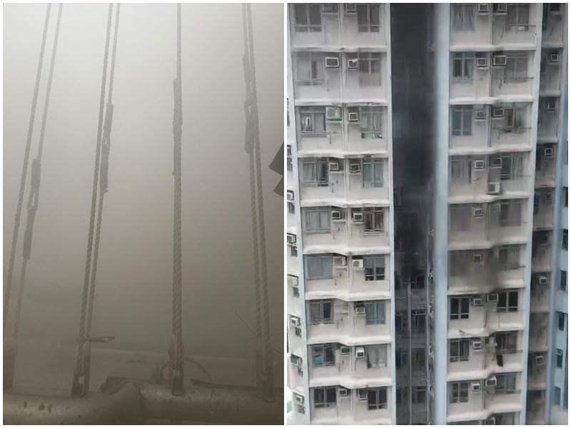 慈雲山慈樂邨單位點蠟燭惹火警，單位冒黑煙半百居民疏散。(慈雲山資訊交流)