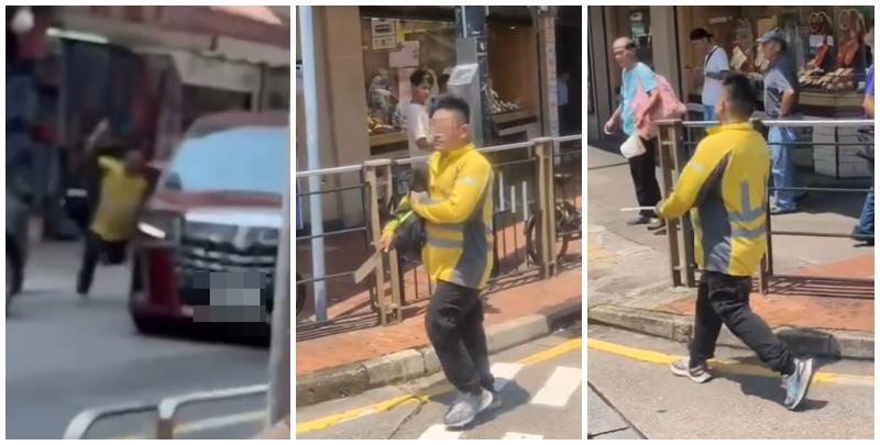 元朗街頭有狂徒持菜刀當街追劈七人車(Threads)