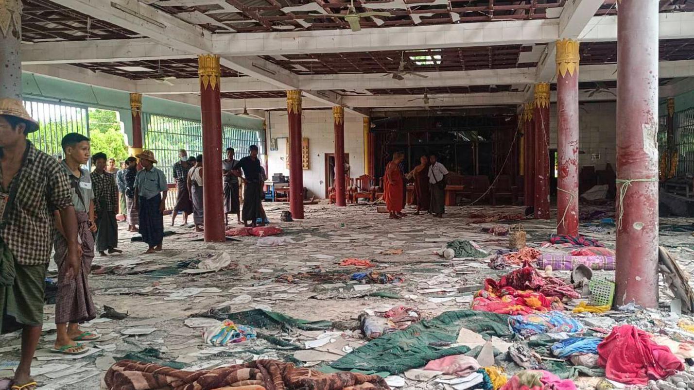 緬甸一座寺廟遭到軍政府空襲，造成至少23人不幸喪生。（圖／美聯社）