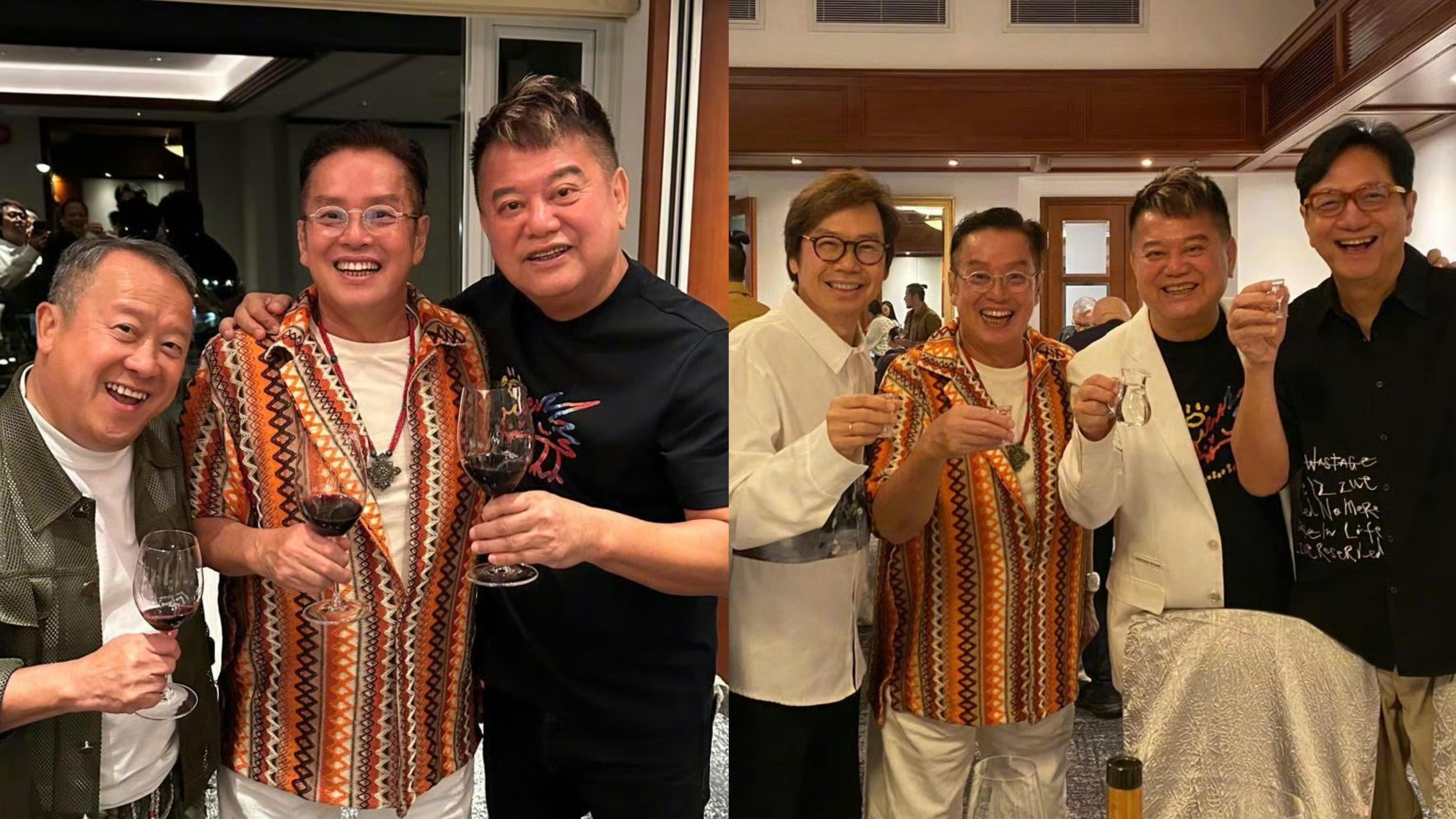 譚詠麟與陳百祥世紀破冰 75歲生日會搭膊頭合照