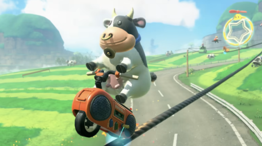 遊戲廠任天堂Nintendo新主機Switch 2主力作品《瑪利歐賽車世界》，一隻深受玩家喜愛的乳牛角色「哞哞牛」（Moo Moo Cow）在遊戲內被戴上鼻環。