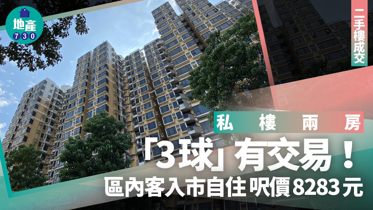 私樓兩房「3球」有交易！區內客入市自住 呎價8283元｜二手樓成交