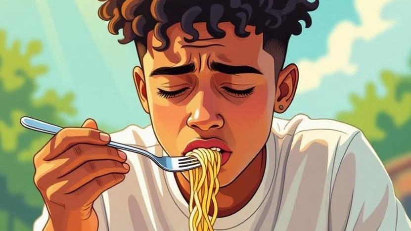 埃及青年食未煮熟即食麵後不適死亡。(AI製圖)