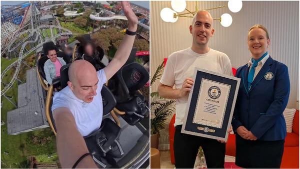英國男打破「一周乘坐最多過山車」的健力士世界紀錄