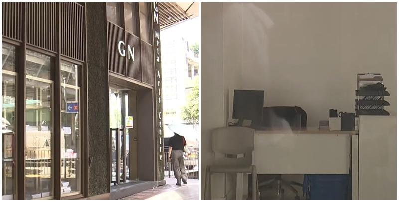 一諾中學計劃遷至紅磡結好中心繼續辦學，今早未有開門，但校舍未有被清空的情況出現。(now新聞台畫面)