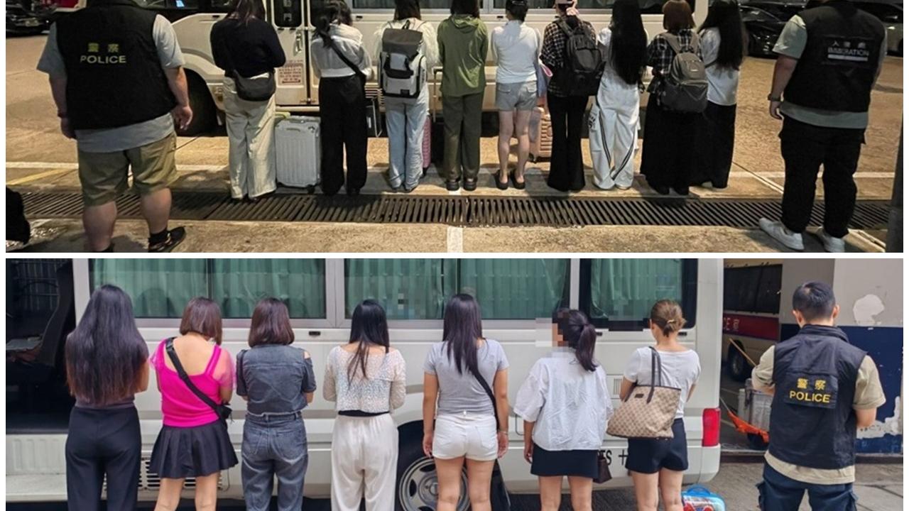 跨部門油尖反黑工及掃黃，22女子被捕。(警方相片)