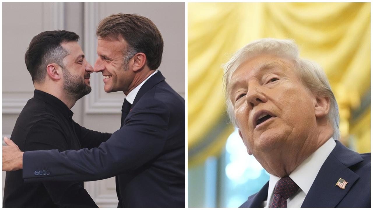 俄烏戰爭，馬克龍宣布26國承諾向烏提供安全保障，特朗普促歐洲對俄中施壓。(AP)