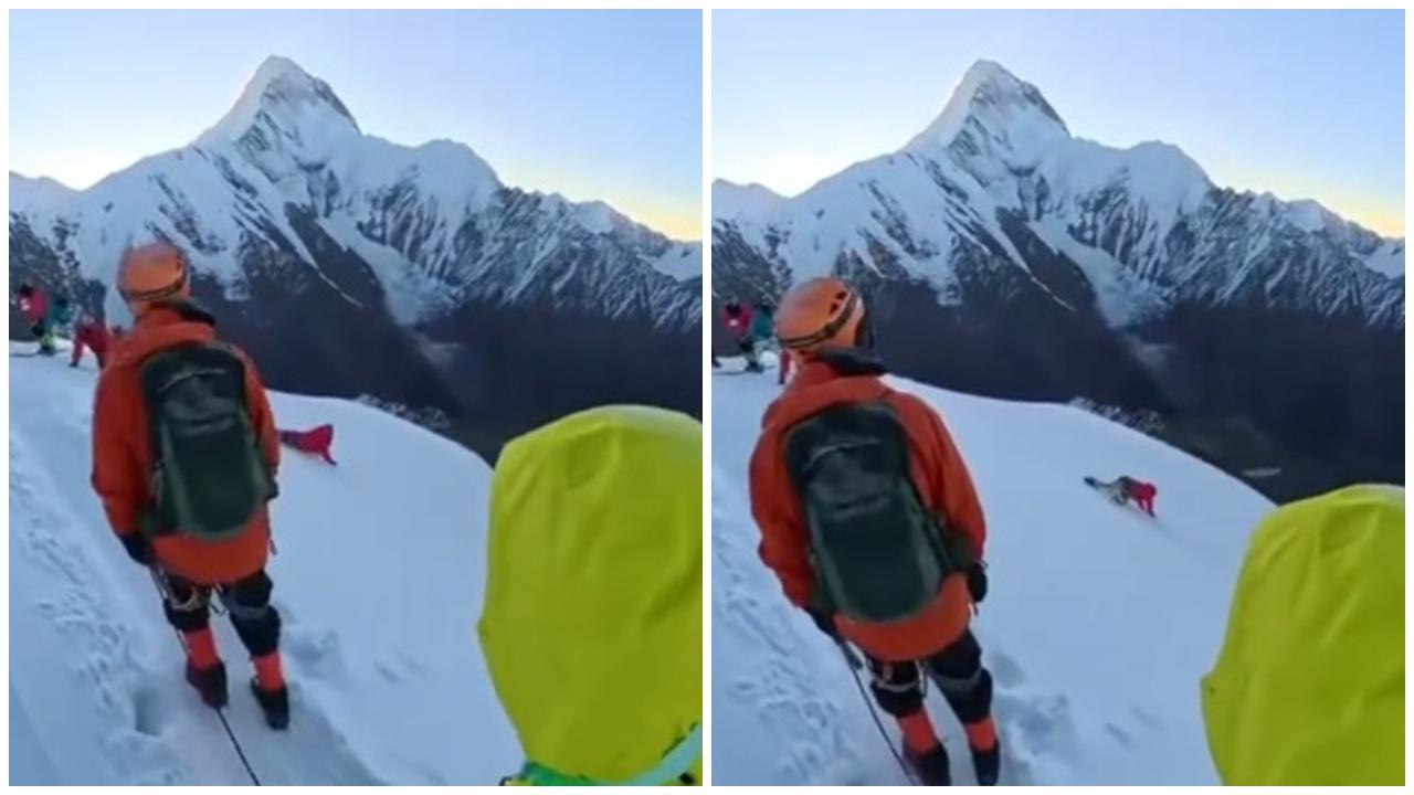 內地登山男解安全繩幫人拍照，墮四川雪山慘死。(X)
