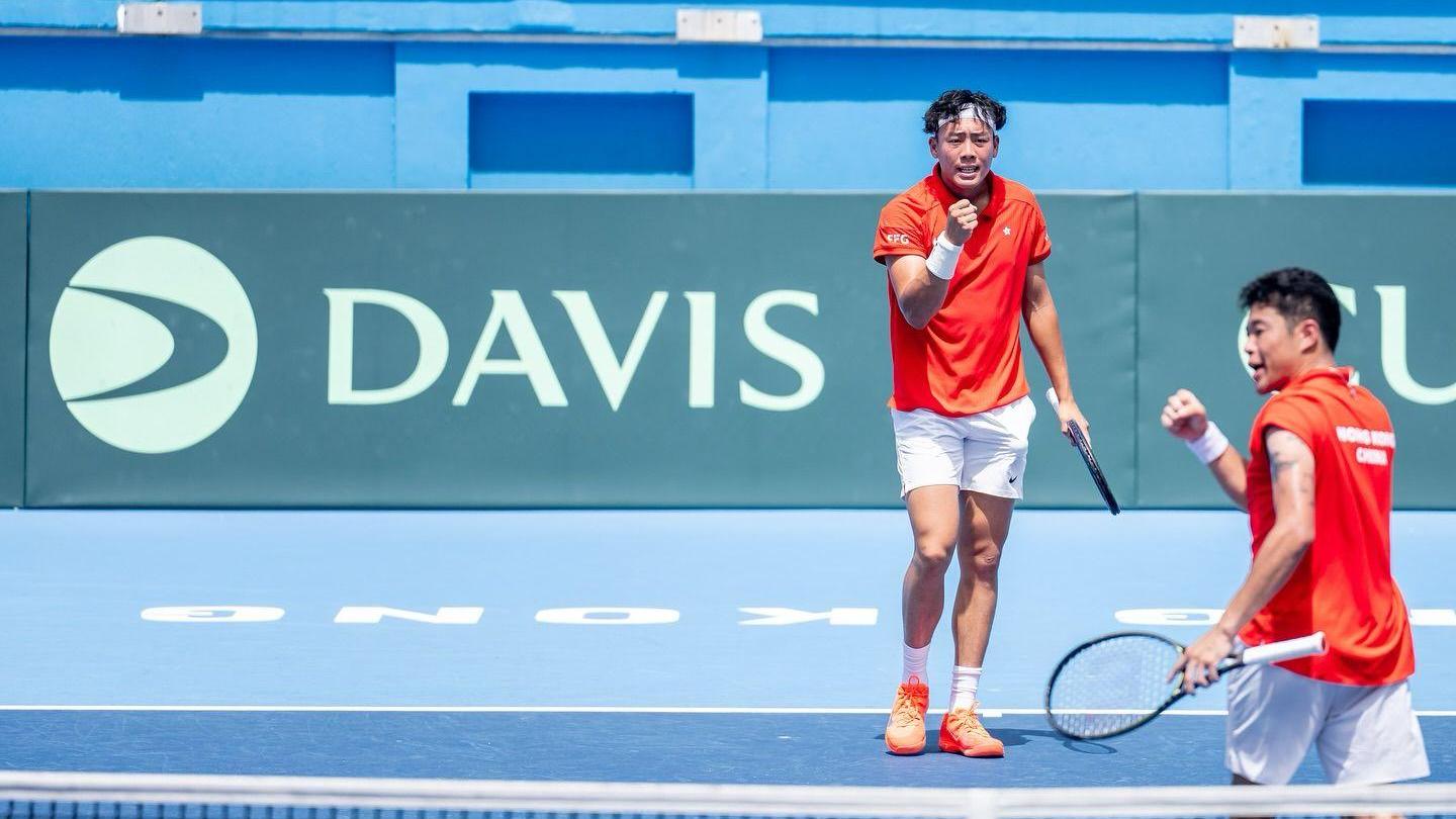 台維斯盃│黃澤林一天雙賽奠勝 領香港隊挫烏茲別克向世界一組邁進。（Photo Credit : 中國香港網球總會）
