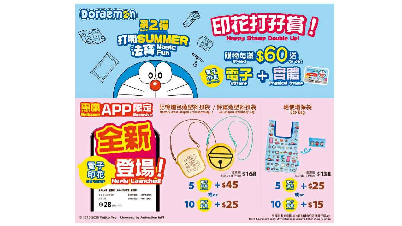 惠康全新電子印花換購「多啦A夢 打開SUMMER法寶」第2彈