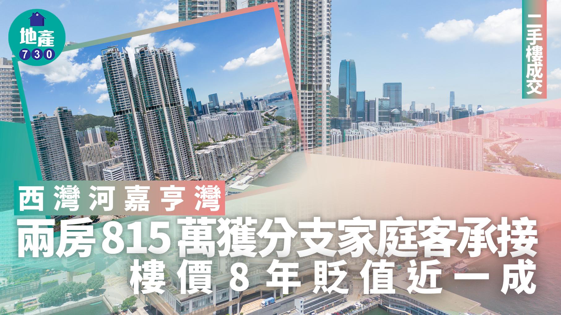 西灣河嘉亨灣兩房815萬獲分支家庭客承接 樓價8年貶值近一成｜二手樓成交