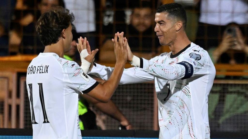世盃外｜C朗拿度（Cristiano Ronaldo）梅開二度助葡萄牙大勝亞美尼亞。（美聯社）