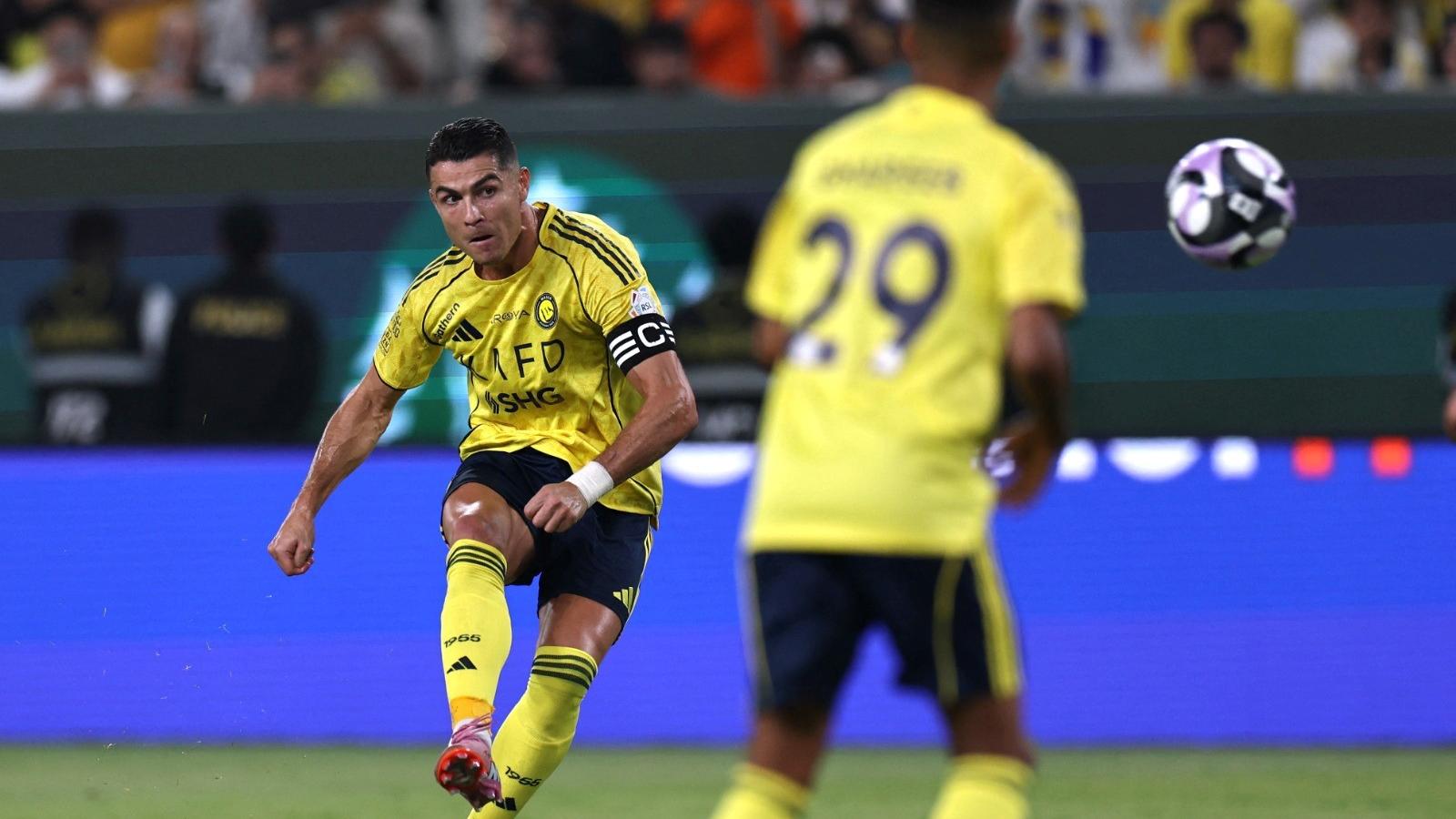 C朗拿度（Cristiano Ronaldo）梅開二度 距離入一千球僅差55球。（路透社）