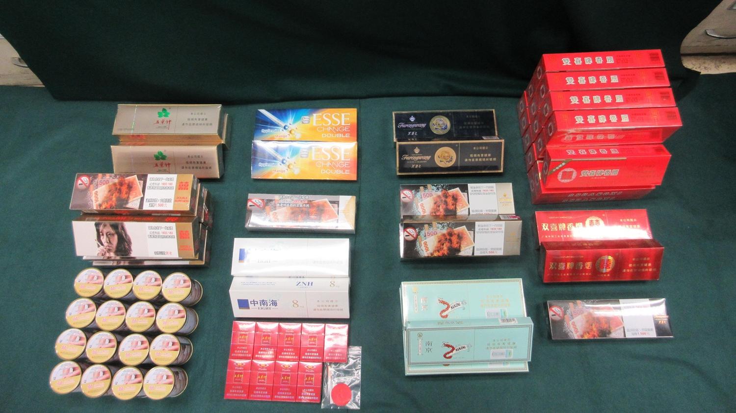 海關檢獲的未完稅香煙。(政府新聞處圖片)