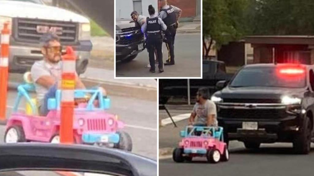 加拿大男想買思樂冰又懶得開車　向小孩借粉紅玩具車開上路被抄牌