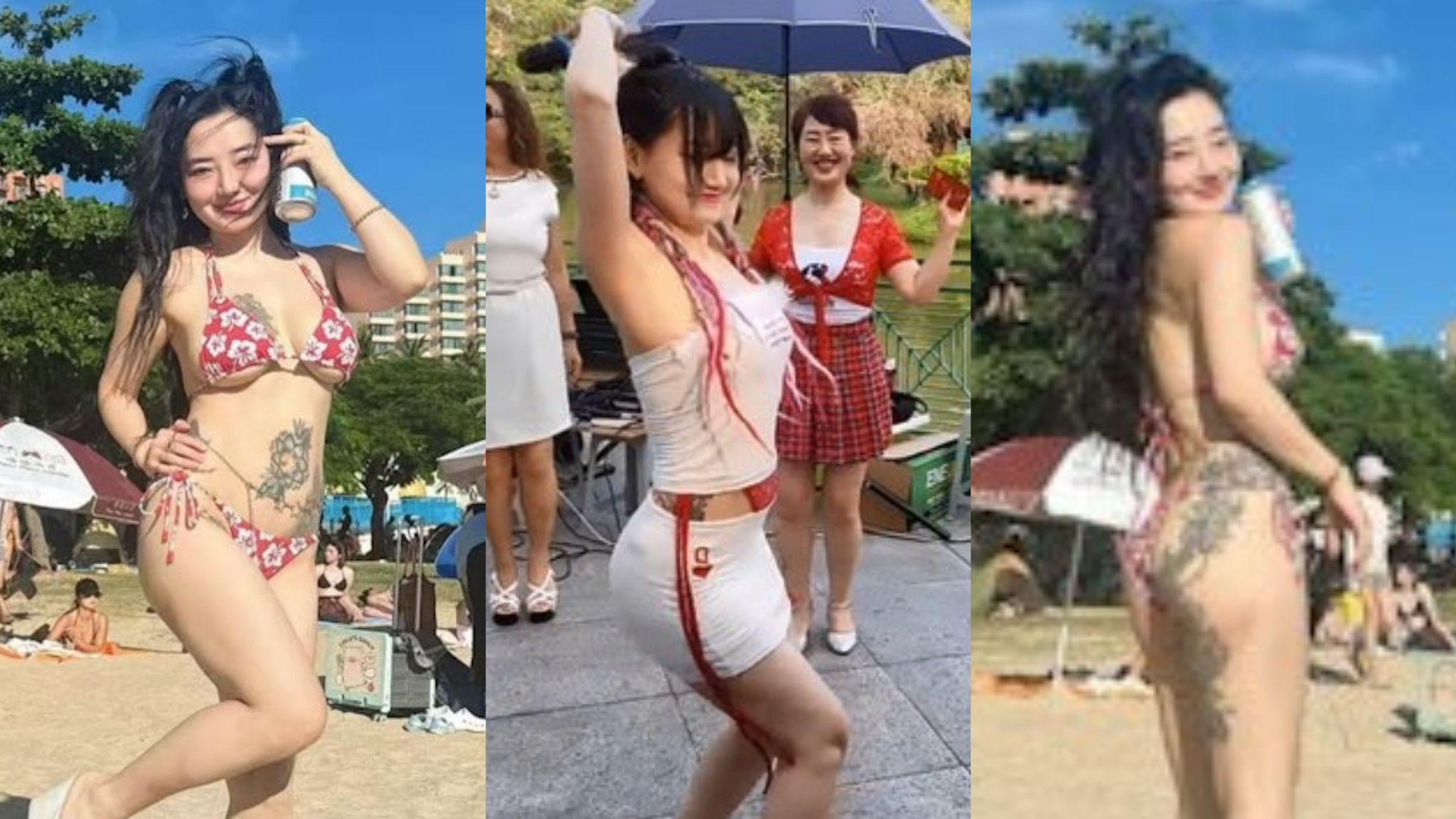 屯門娜娜產後激罕曬比堅尼泳裝照 大方展現屁股情趣紋身