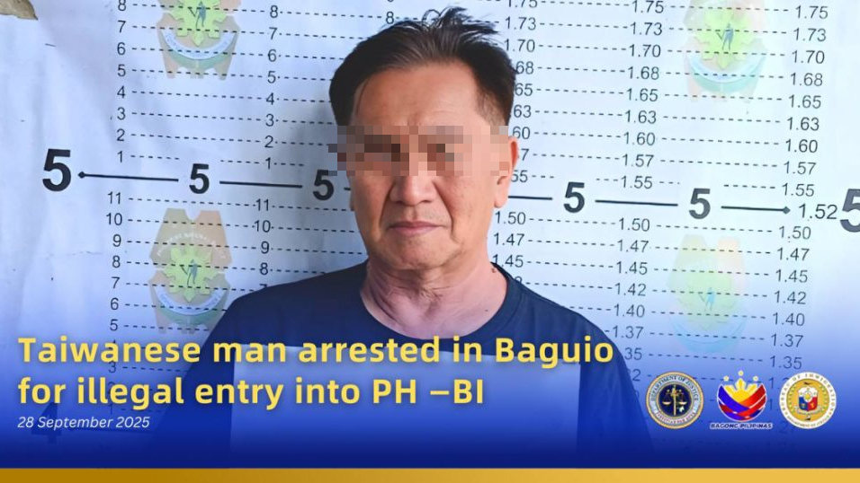 鄭姓男因非法入境菲律賓被捕。（Bureau of Immigration Philippines）
