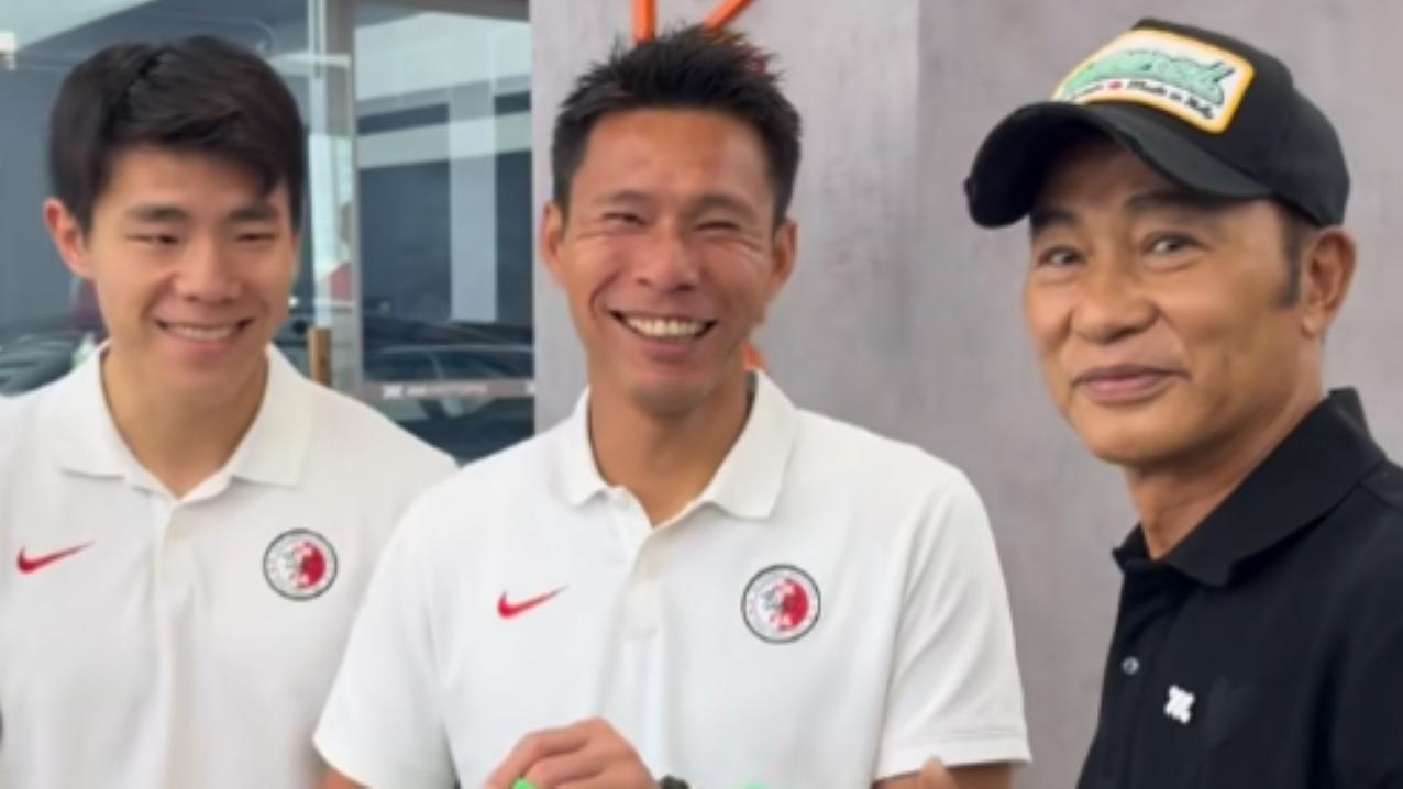 任達華出席香港隊的活動。(香港足總截圖)