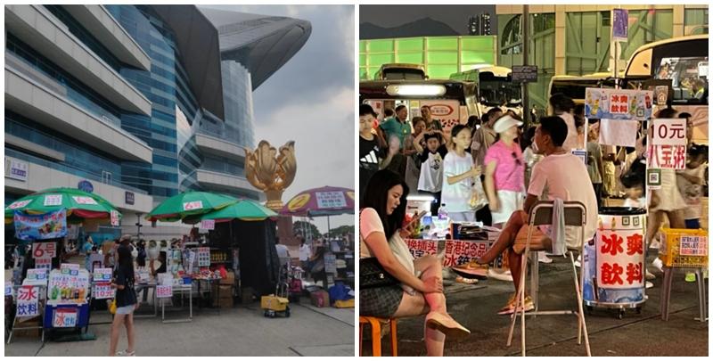 灣仔金紫荊廣場出現大量簡體字露天小販攤檔，售賣旅遊用品、八寶粥、飲品及紀念品，有遊客及網民形容感覺是「秒回國內」，仿如到了深圳東門夜市一樣，更有人形容雜亂場景「烏煙瘴氣」。(小紅書)