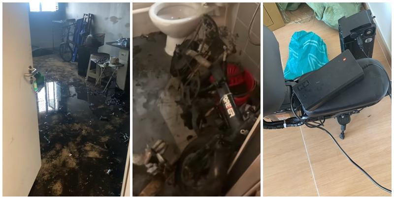 一名男子早前在Facebook群組「KeeTa外賣關注組」發文，公開照片及影片，表示自己的電動單車電池起火，導致居屋住處嚴重毀損，直言「一次意外，足以致命。」