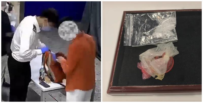 一名男子在肛門內塞入用安全套包裹的2克冰毒，經西九龍站過關時被查斷正。(內地海關)