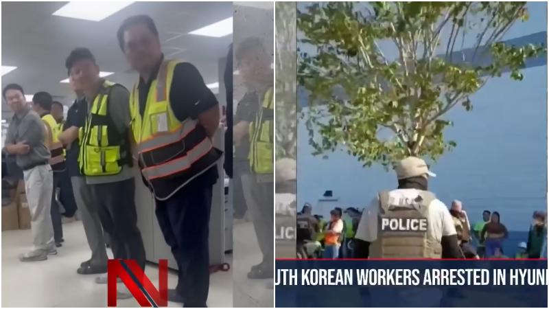 現代汽車位於佐治亞州的工廠遭美執法人員突襲，逮捕475名涉嫌非法居留和工作的人士。（圖／美聯社）