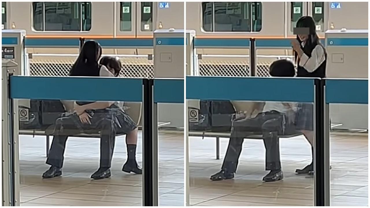 中學小情侶鐵路月台「激戰」1分鐘，網民錯重點：女方仙氣滿滿。(X)