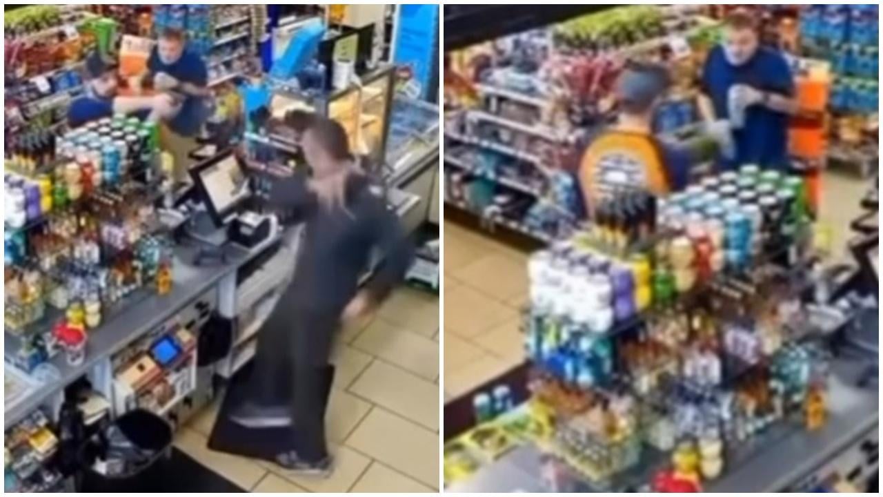 槍手闖便利店殺店員再自殺，男顧客當場嚇呆十幾秒。(網上截圖)