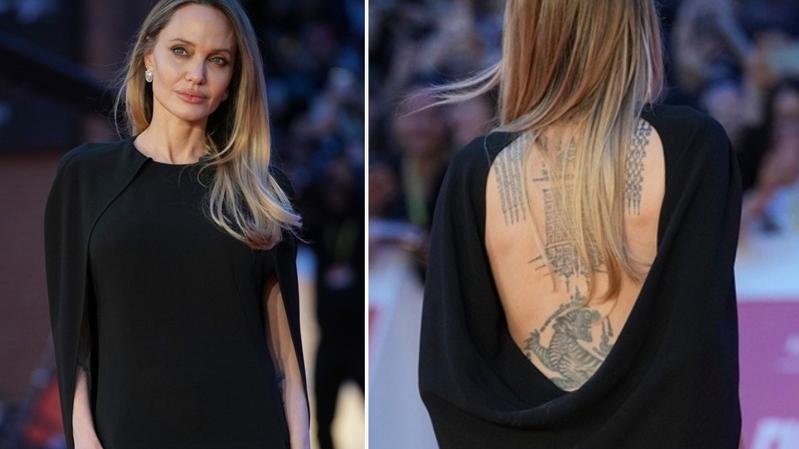 安祖蓮娜祖莉出席新片首映 罕有露背部紋身