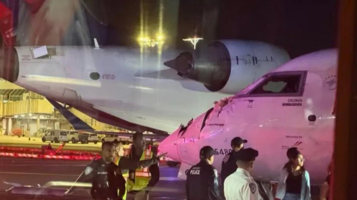 達美航空兩飛機滑行時相撞 機鼻損毀機翼脫落1人傷