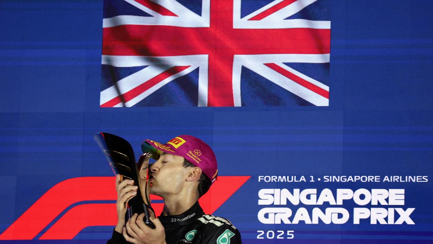 羅素在新加坡站奪得冠軍。(路透社)