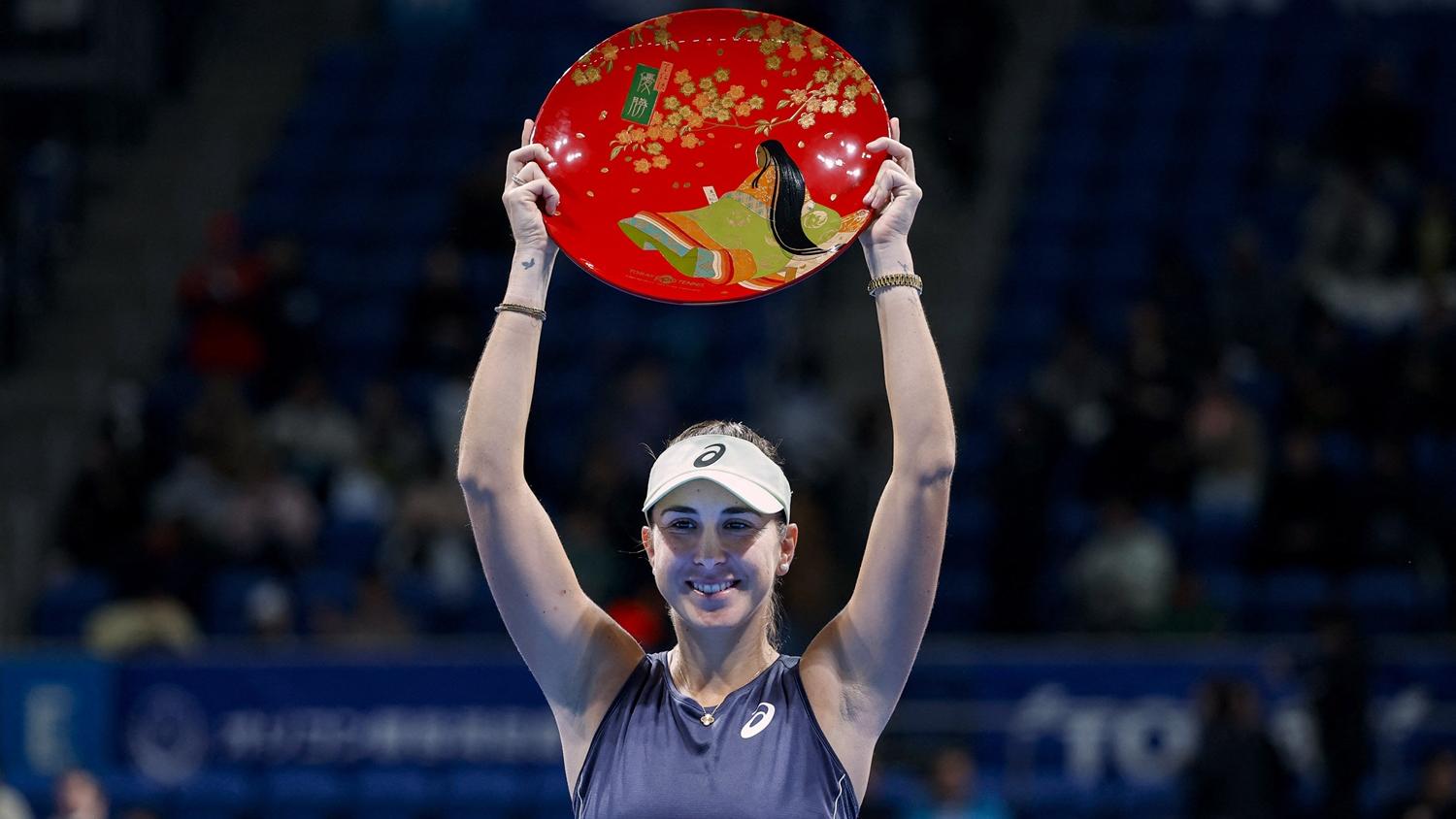 瑞士的賓絲贏得泛太平洋網球賽冠軍。(路透社)