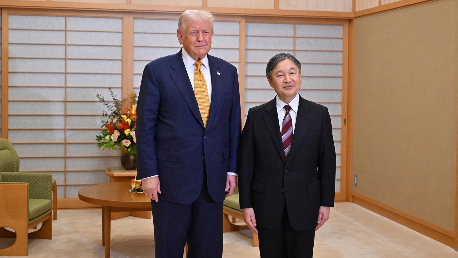美國總統特朗普與日皇德仁會面。(路透社)