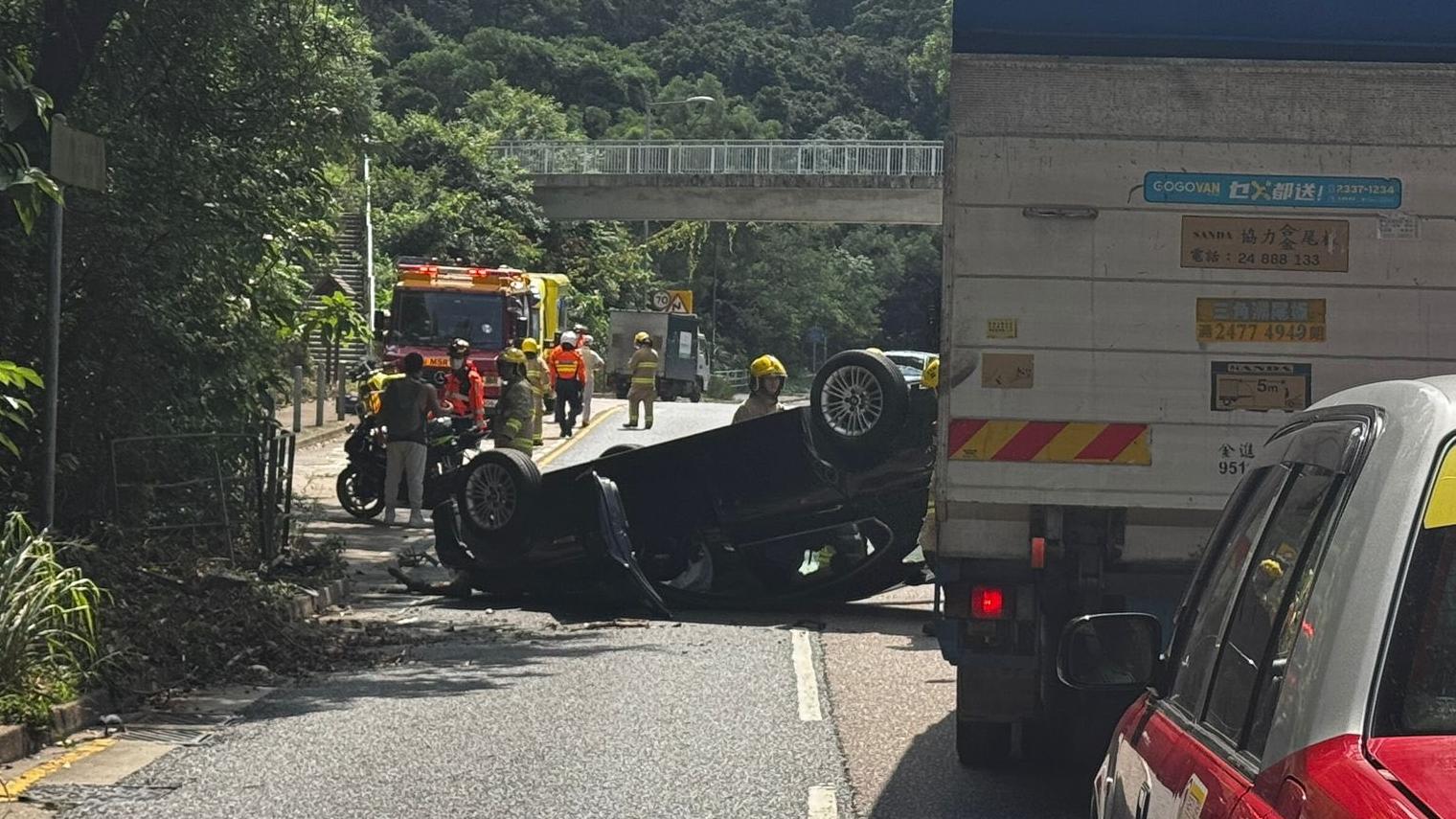 大埔公路發生交通意外。（fb「馬路的事討論區」圖片）