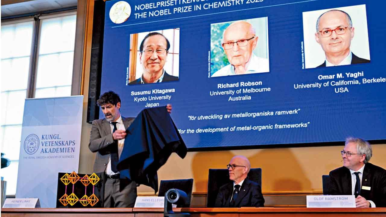 研金屬有機框架 助製多種功能物料 日澳美3科學家獲化學諾獎