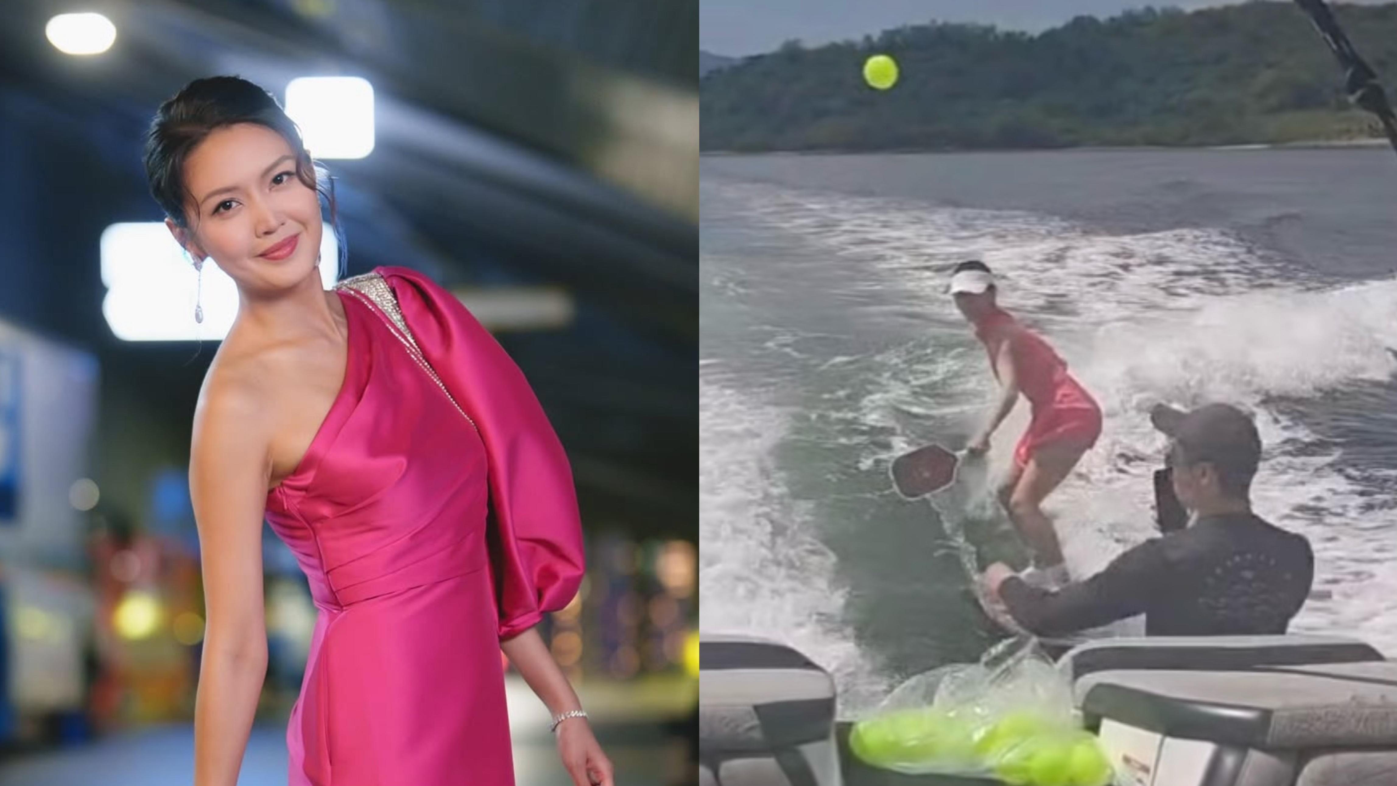 陳庭欣曬強勁平衡力邊Wakesurf邊打Pickleball 網民鬧爆污染海洋