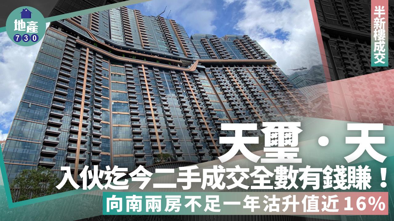 天璽．天入伙迄今二手成交全數有錢賺 向南兩房不足一年沽升值近16%｜半新樓成交