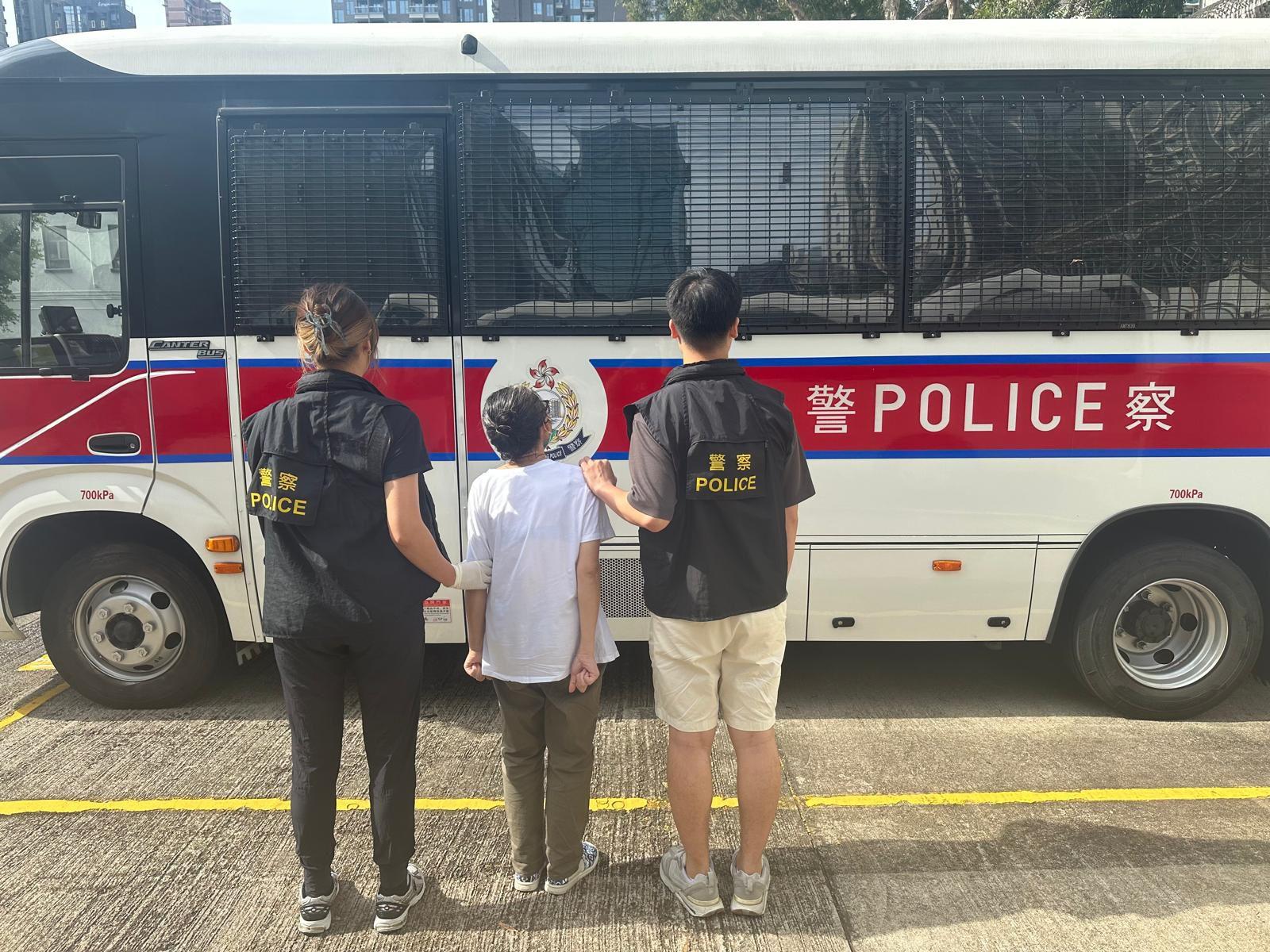 深水埗中年婦遇截，揭身上藏1.7萬元海洛英被捕。(警方圖片)