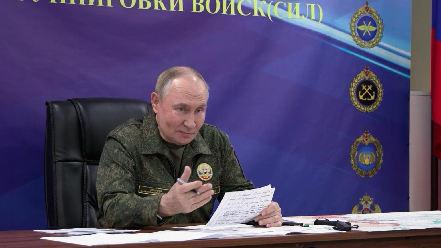 圖為普京視察聯合部隊指揮所的畫面。（圖／美聯社）