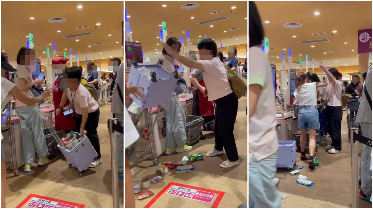AEON疑排隊起爭執 惡婦掀翻買餸車 大呼：你打不過我 (有片)